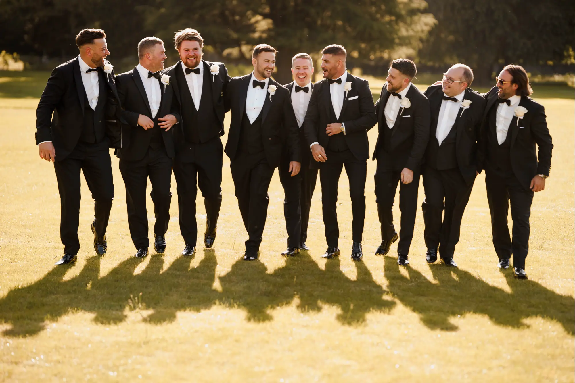 Editorial wedding photography: The groom and his groomsmen at a Grantley Hall wedding in Yorkshire.