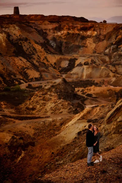 Epic pre-wedding photo of a bride and groom in an old copper mine by wedding photographer ARJ Photography®