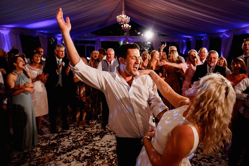 A very cool first dance photo at a wedding in the Cotswolds - epic wedding party photo by ARJ Photography®