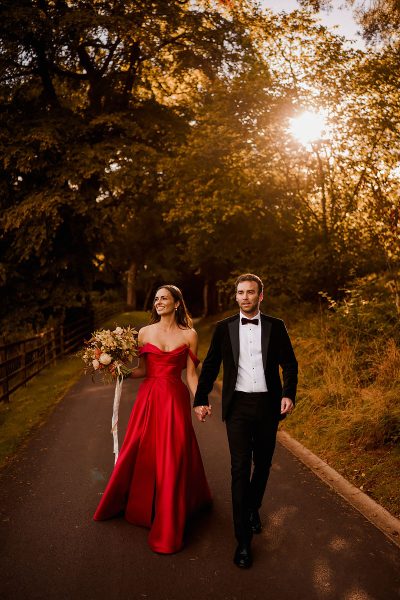 Sunset portrait of a bride and groom in the Lake District - incredible wedding portraits by ARJ Photography®